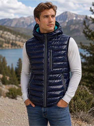 Gilet imbottito con cappuccio